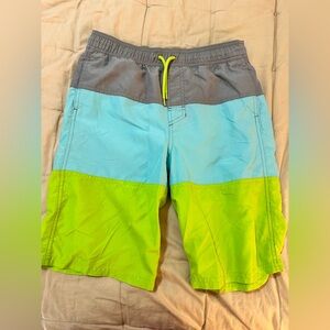 Cat & Jack Boys Gray, Blue, and Green Swim Shorts